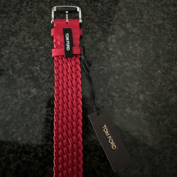 - Tom Ford Braided Leather Watch Strap (Red) - Picture 2 of 4
